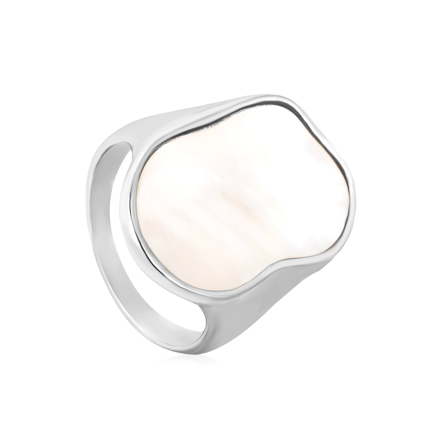 24.4mm 18k Gold PVD Plated Stainless Steel White Shell Rings Unique Stylish