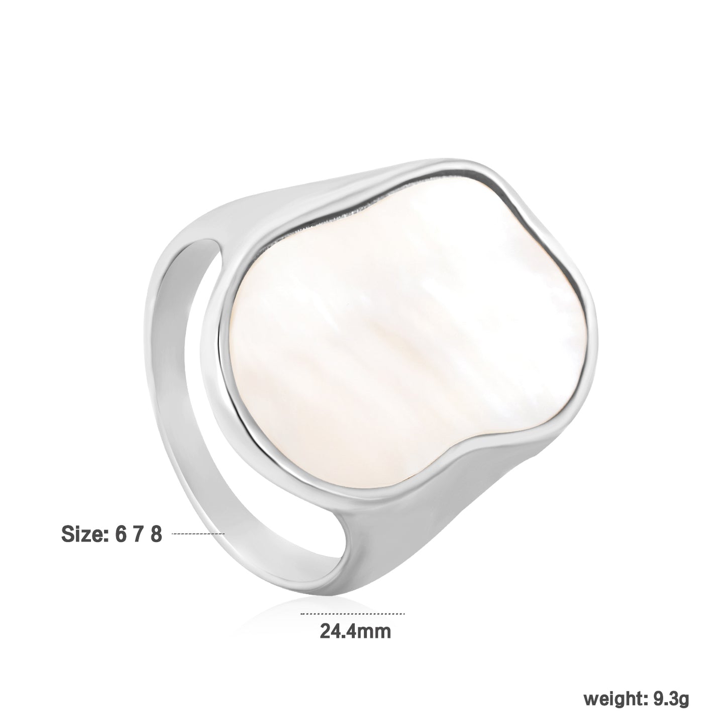 24.4mm 18k Gold PVD Plated Stainless Steel White Shell Rings Unique Stylish