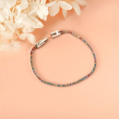 2024 New Year 2~3mm Round Mixed Color Diamond Button Head Bracelet 17cm