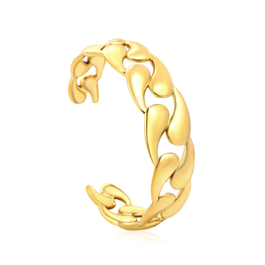 Fashion Accessory Gold Plated Stainless Steel Open Bangle Classic Smooth Water Drop Bracelet