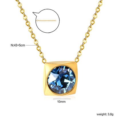 Square Pendant with white & mineral black & deep purple & light purple & red & pink & deep blue & light blue & deep green & light green & white opal & pink opal pendant 10mm necklace 43+5cm