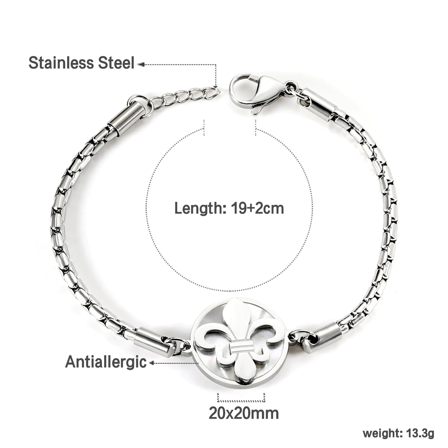 2024 New Year Round Accessories with White Shell Bracelet 19+2cm