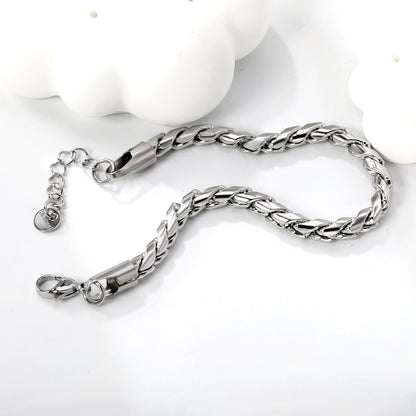 5mm Dan S Chain Bracelet 18+3cm+6mm Round Tail Tag Steel/Golden