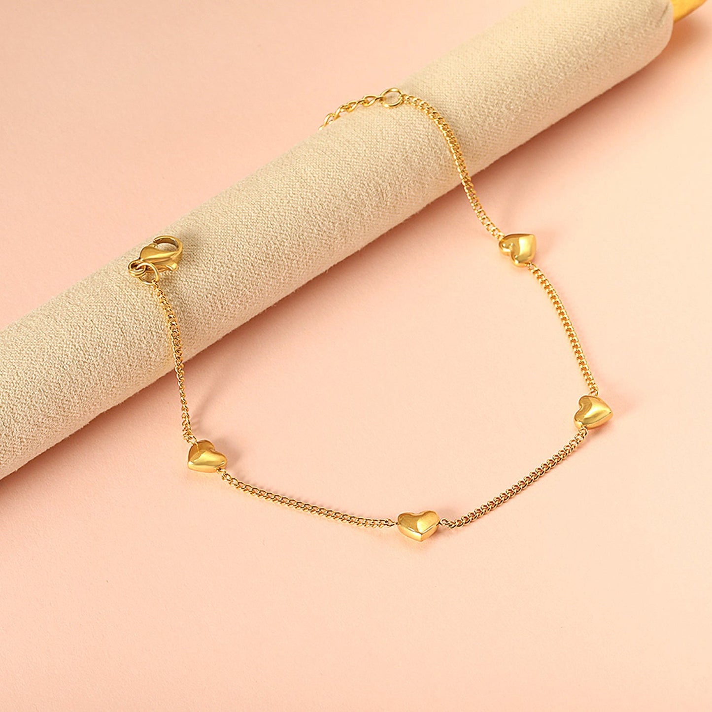 Wholesale 4 Peach Heart Accessory Bracelet 18+5cm