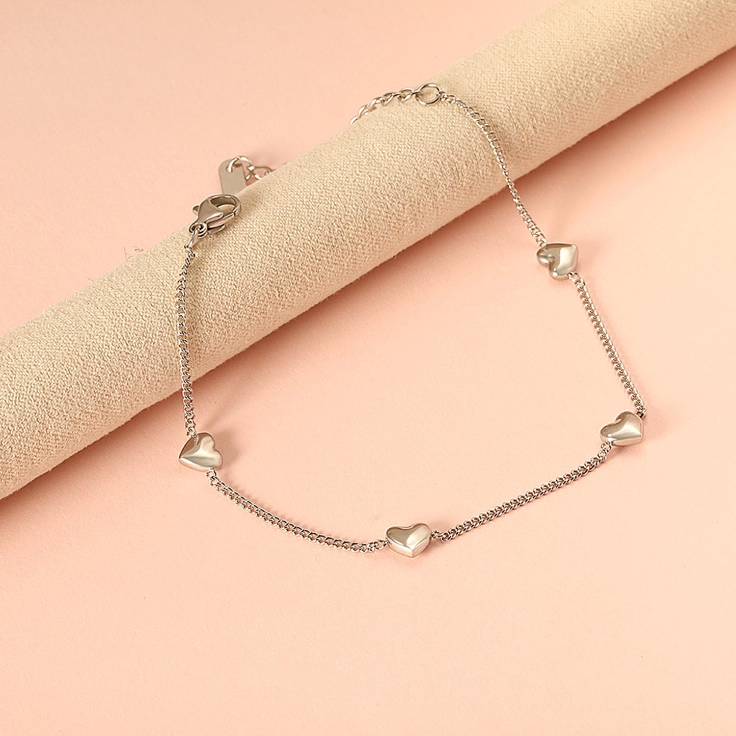 Wholesale 4 Peach Heart Accessory Bracelet 18+5cm