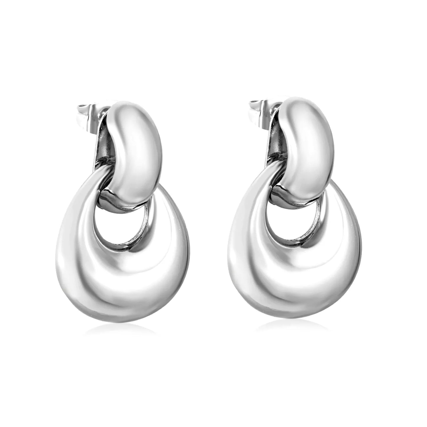 Sculpted Double-Link Drop Earrings – Stainless Steel | Gold & Silver Available | Wholesale Bulk Order With MOQ