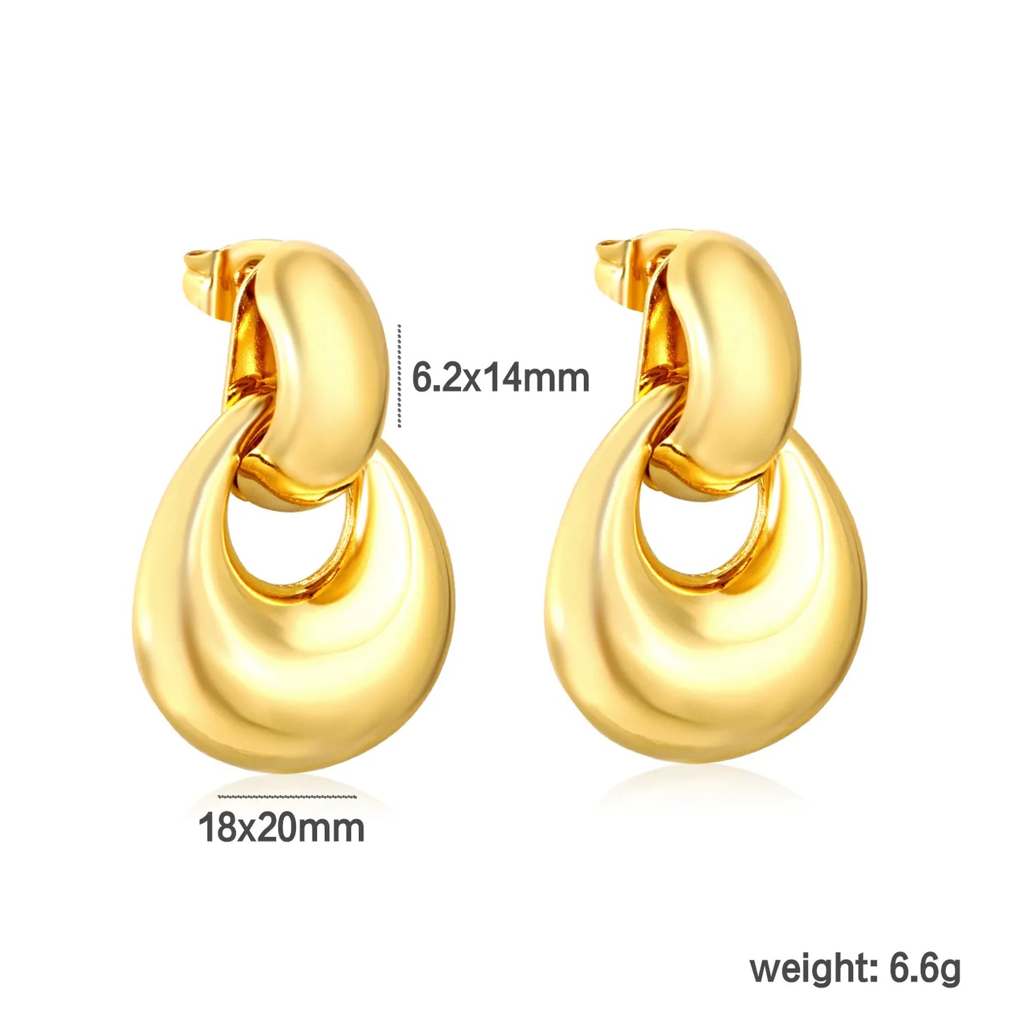 Sculpted Double-Link Drop Earrings – Stainless Steel | Gold & Silver Available | Wholesale Bulk Order With MOQ