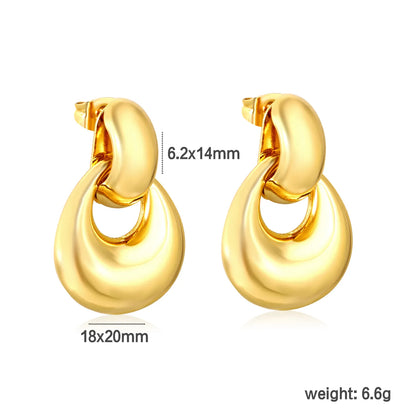 Sculpted Double-Link Drop Earrings – Stainless Steel | Gold & Silver Available | Wholesale Bulk Order With MOQ
