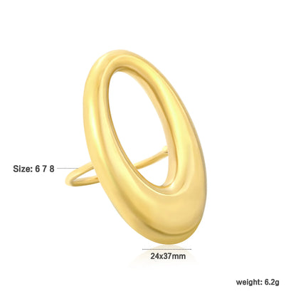 Modern Abstract Oval Openwork Ring | Bold Smooth Puffy Oval Stackable Statement Band | Size 8