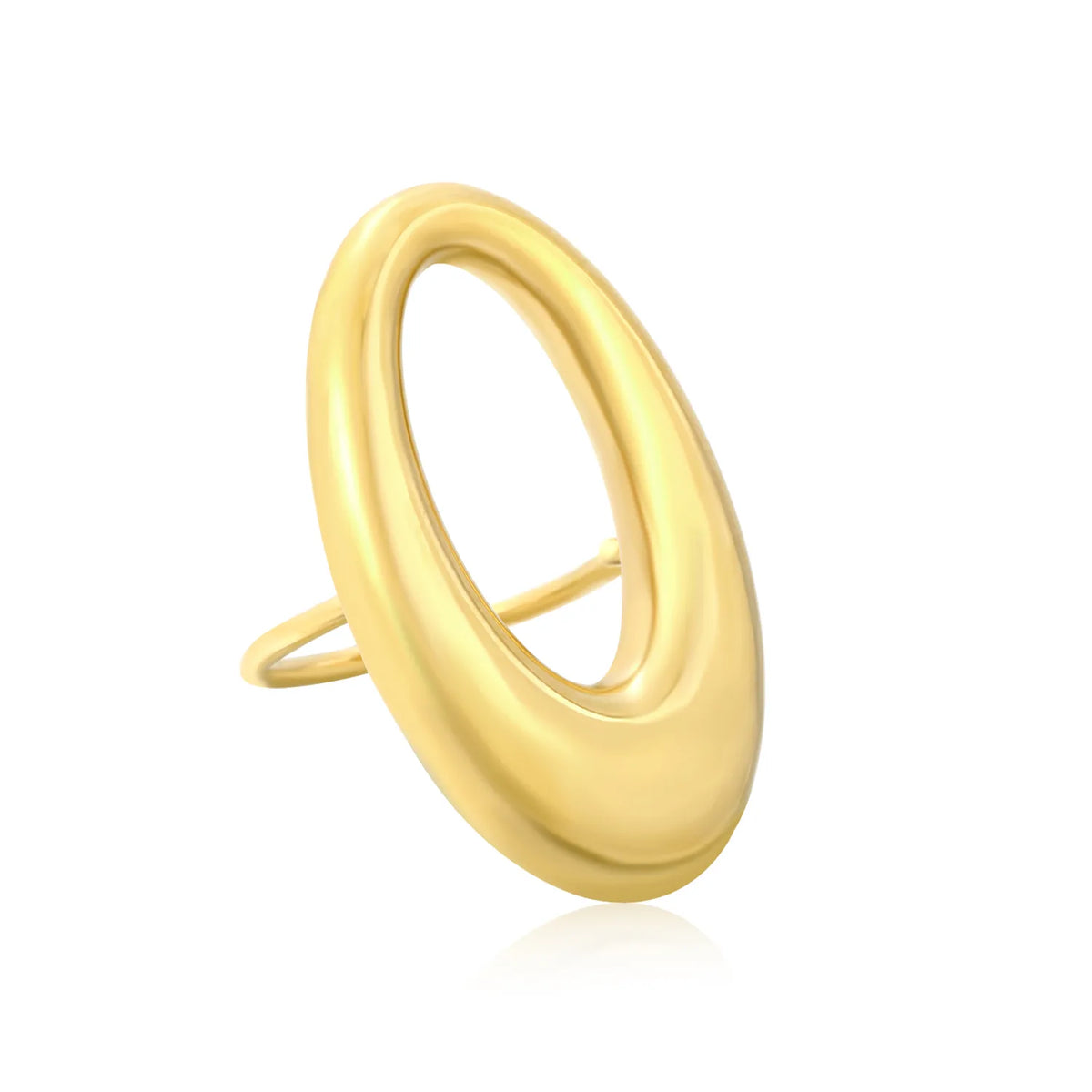 Modern Abstract Oval Openwork Ring | Bold Smooth Puffy Oval Stackable Statement Band | Size 8