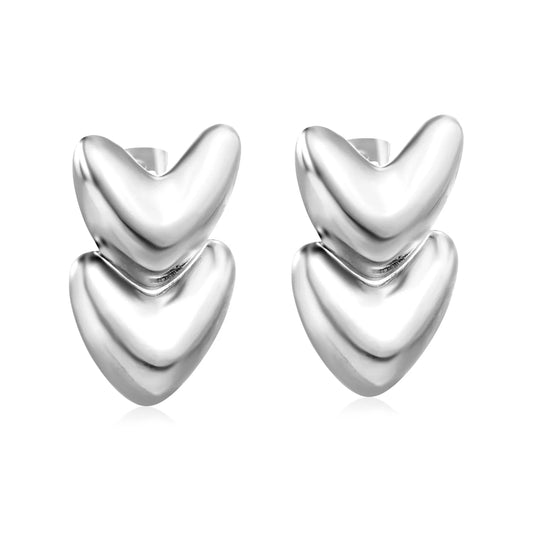 Double Hearts Minimalism Gold-plated Stainless Steel Earrings for Bulk Order | Wholesale Available | 12 MOQ