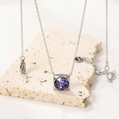 Square Pendant with white & mineral black & deep purple & light purple & red & pink & deep blue & light blue & deep green & light green & white opal & pink opal pendant 10mm necklace 43+5cm