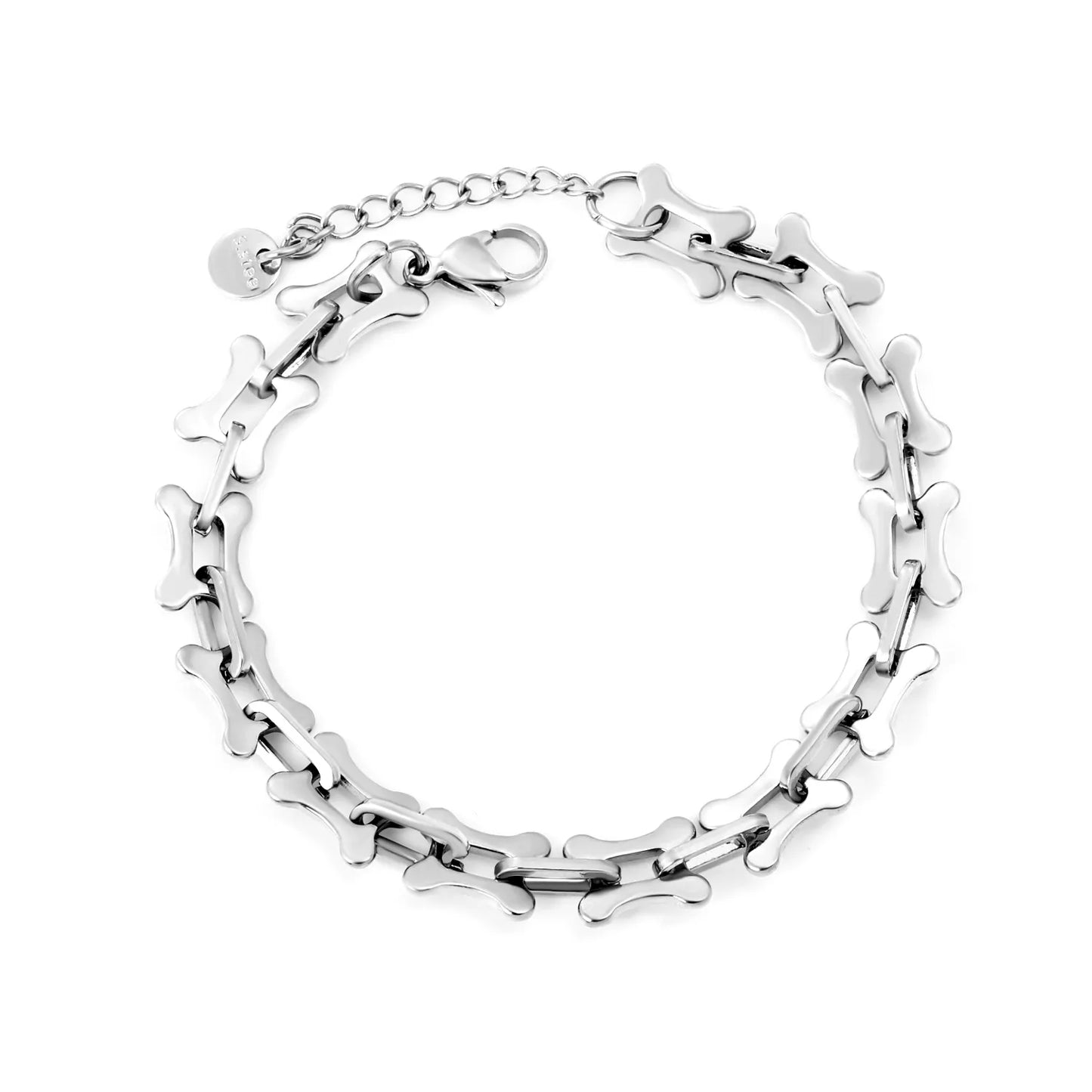 Wholesale Bone-Shaped Link Chain Bracelet in Gold-Plated Stainless Steel | Adjustable Statement Bracelet for Bulk Order