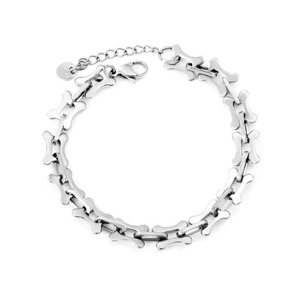 Wholesale Bone-Shaped Link Chain Bracelet in Gold-Plated Stainless Steel | Adjustable Statement Bracelet for Bulk Order