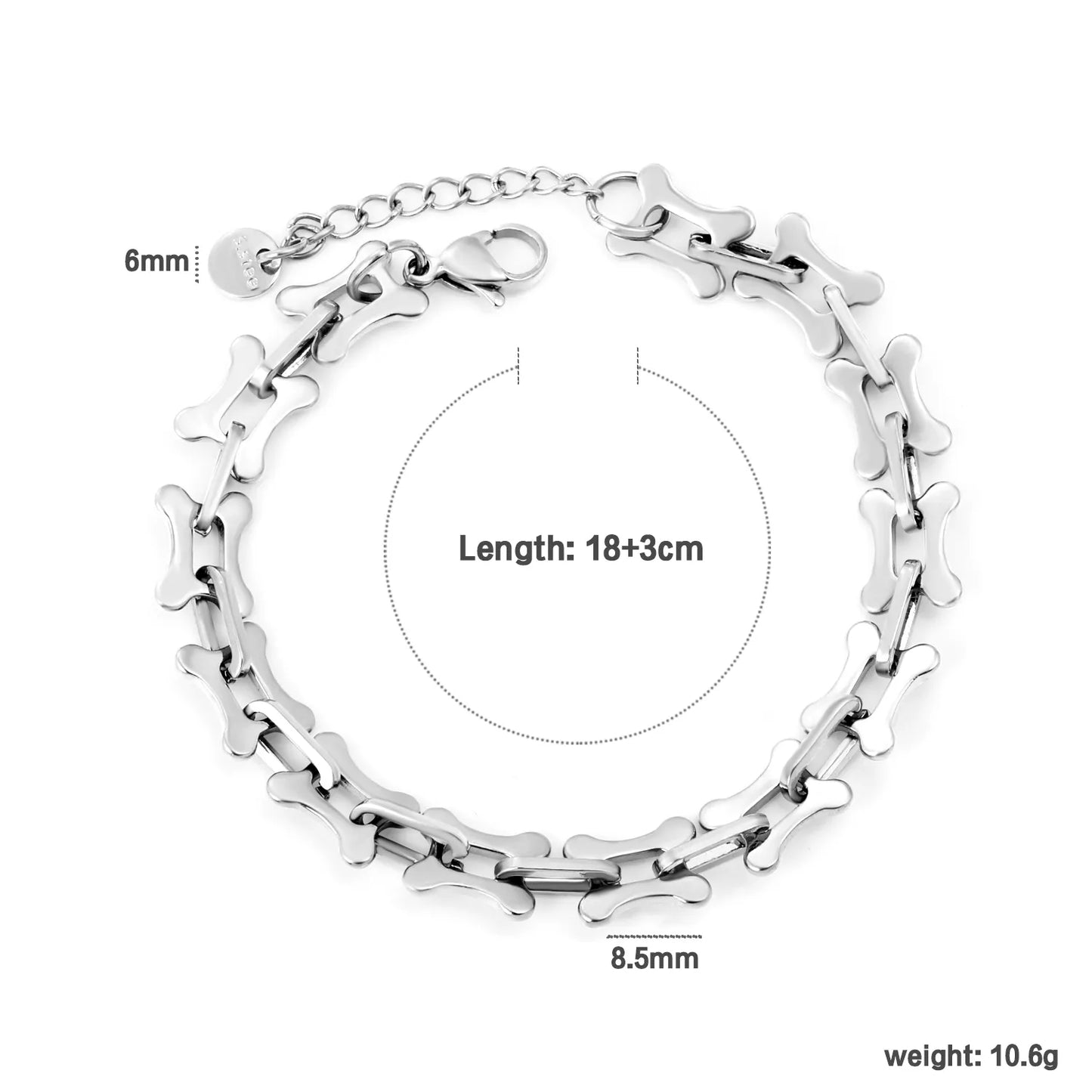 Wholesale Bone-Shaped Link Chain Bracelet in Gold-Plated Stainless Steel | Adjustable Statement Bracelet for Bulk Order