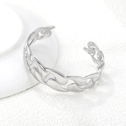 Fashion Accessory Gold Plated Stainless Steel Open Bangle Classic Smooth Water Drop Bracelet