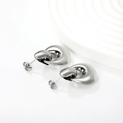 Sculpted Double-Link Drop Earrings – Stainless Steel | Gold & Silver Available | Wholesale Bulk Order With MOQ