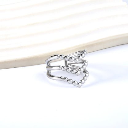 Fashion V-shaped stainless steel ring personalized retro trend 18k gold-plated wholesale