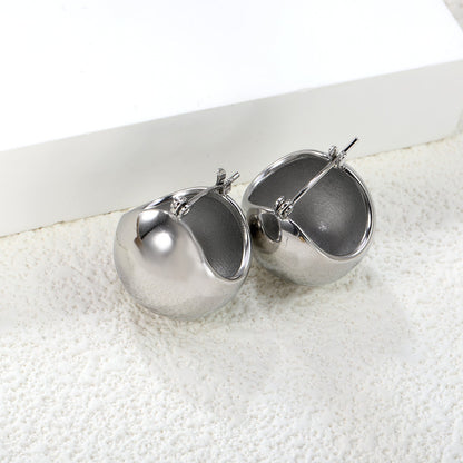 19.5mm Half Round Ball Hollow Out Ear Clip Steel/Golden