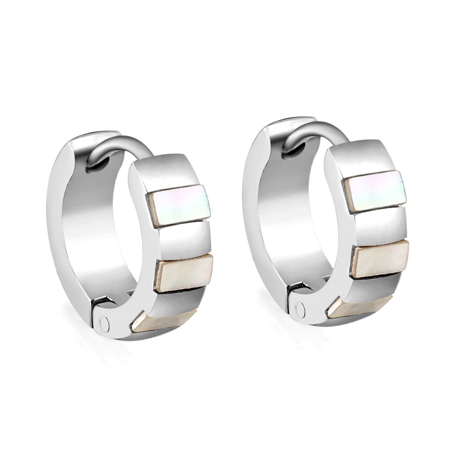 Round Earrings with White Seashells 4*12mm