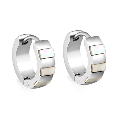 Round Earrings with White Seashells 4*12mm