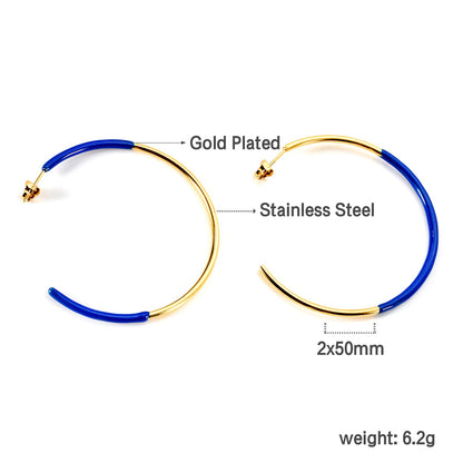 Pink & Blue & Green Circle Open Earrings 2*50mm