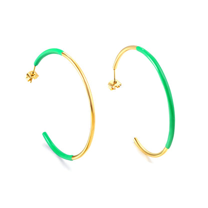 Pink & Blue & Green Circle Open Earrings 2*50mm