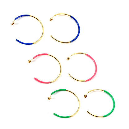 Pink & Blue & Green Circle Open Earrings 2*50mm