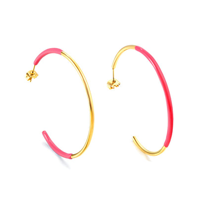 Pink & Blue & Green Circle Open Earrings 2*50mm