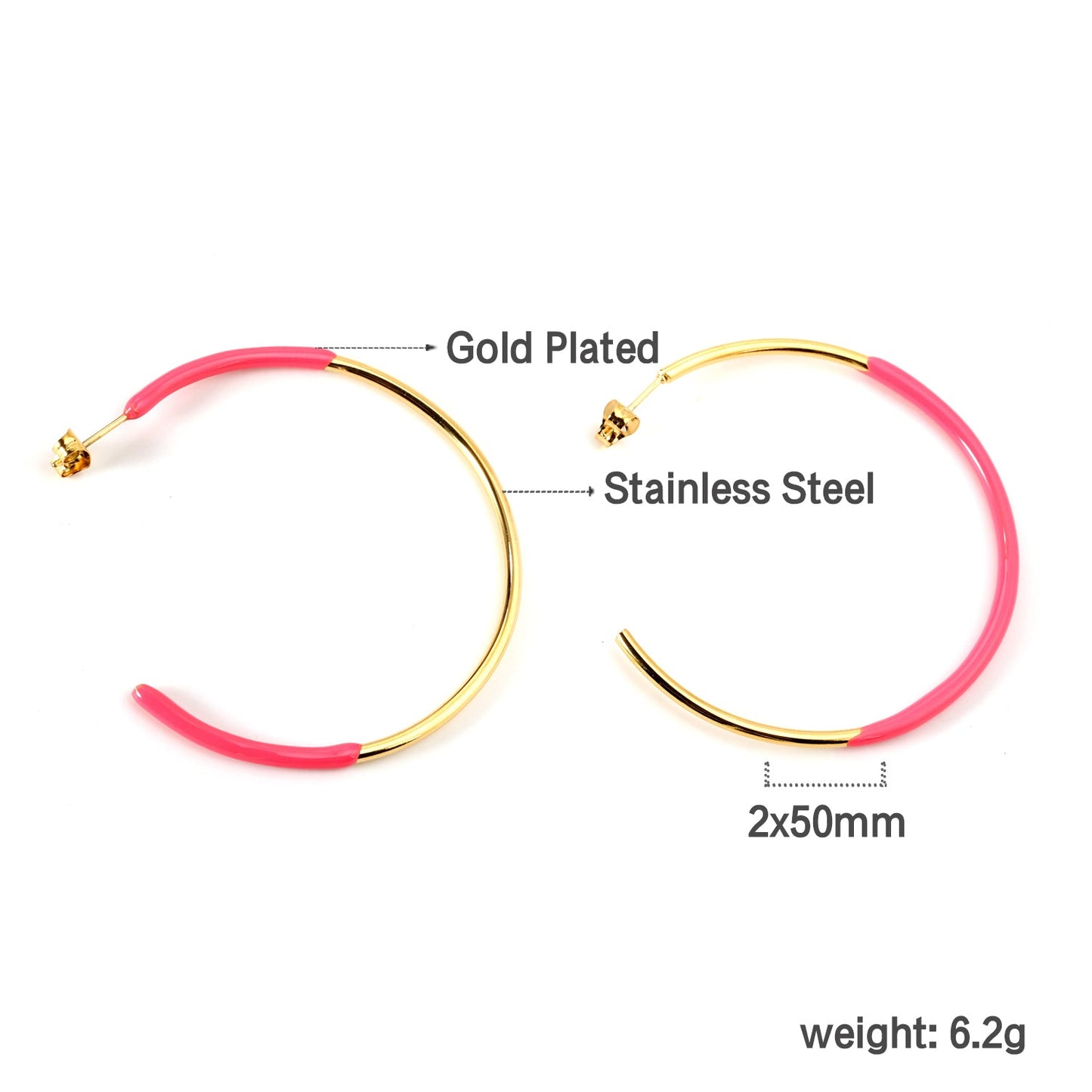 Pink & Blue & Green Circle Open Earrings 2*50mm