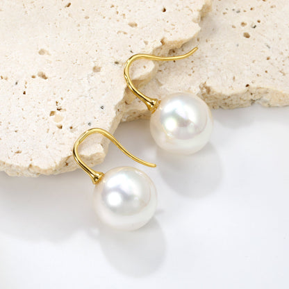 White Pearl Golden Earrings 14mm