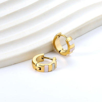 Round Earrings with White Seashells 4*12mm