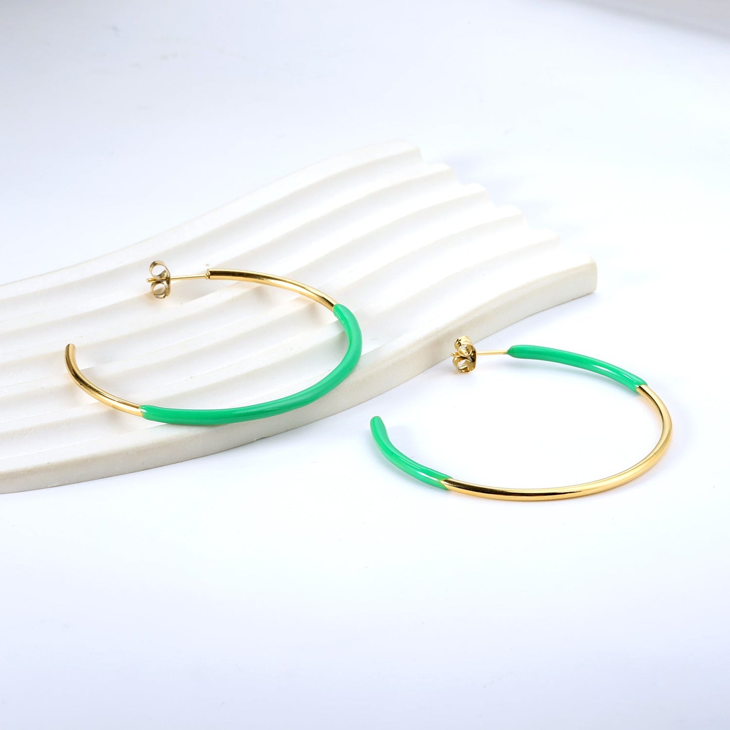 Pink & Blue & Green Circle Open Earrings 2*50mm