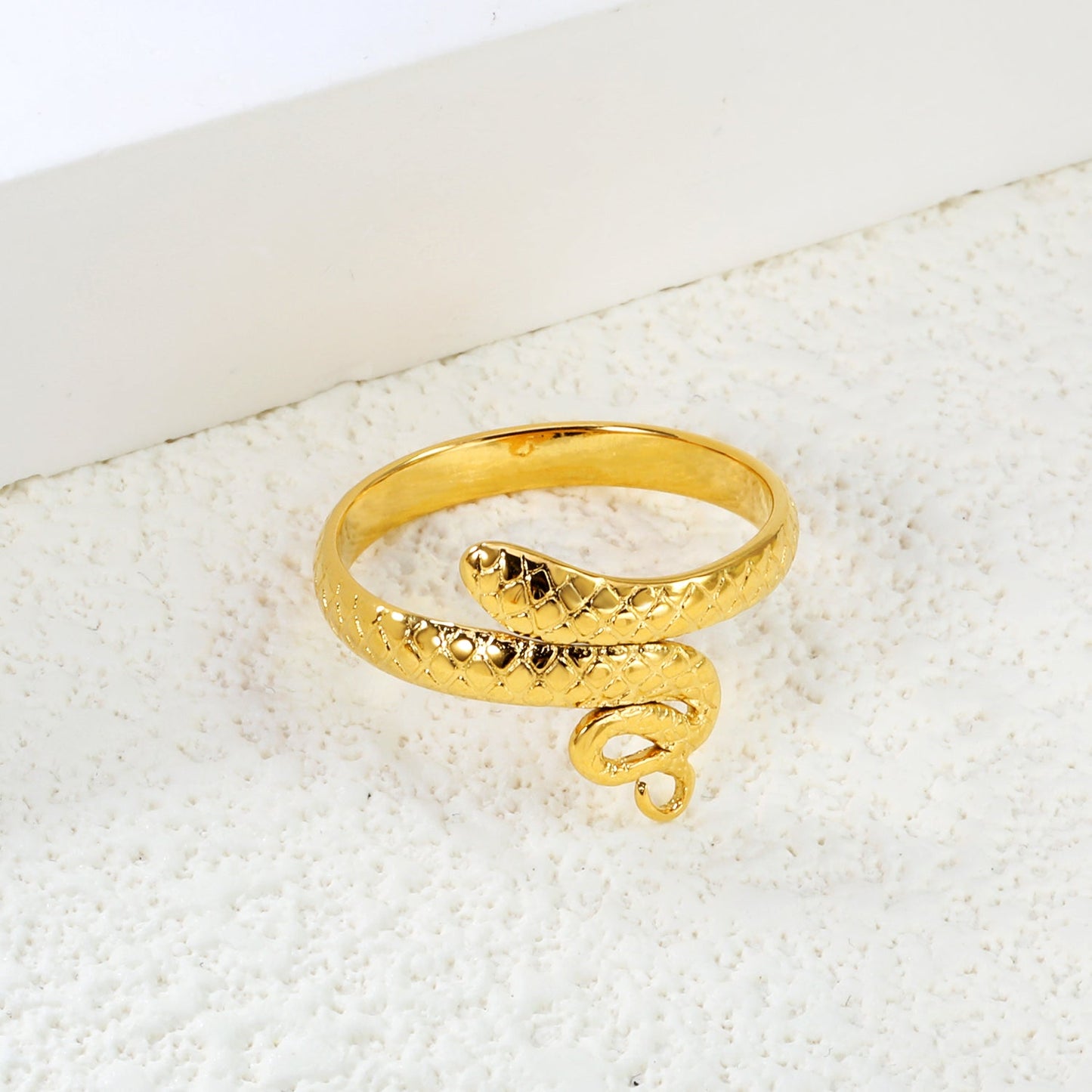 New style stainless steel serpentine open mouth wrap around ring
