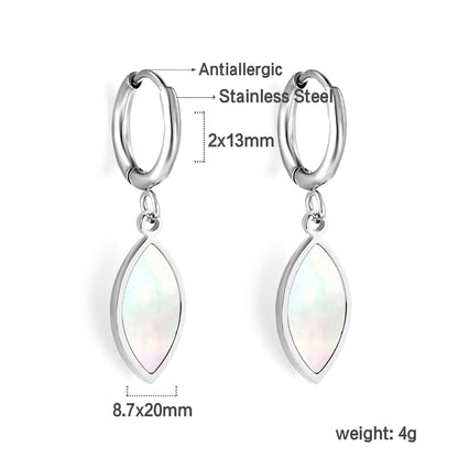 2024 New Year Fashionable Leaf-shaped White Shell Earrings