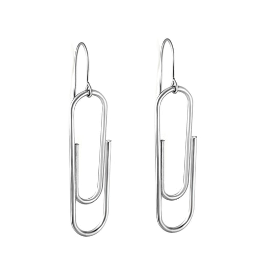Stainless Steel 13*40.8mm Paper Clip Earrings Jewelry Trendy Geometric Fashion Charm Paperclip Drop Earrings