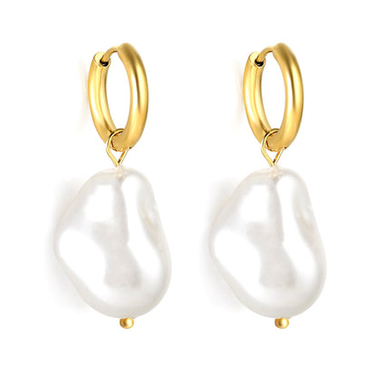 2024 New Year Fashion Various Irregular Shape White Pearl Earrings