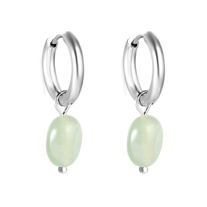 2024 New Year Fashion 3 Colors Natural Stone Stud Earrings