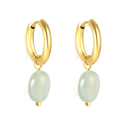 2024 New Year Fashion 3 Colors Natural Stone Stud Earrings