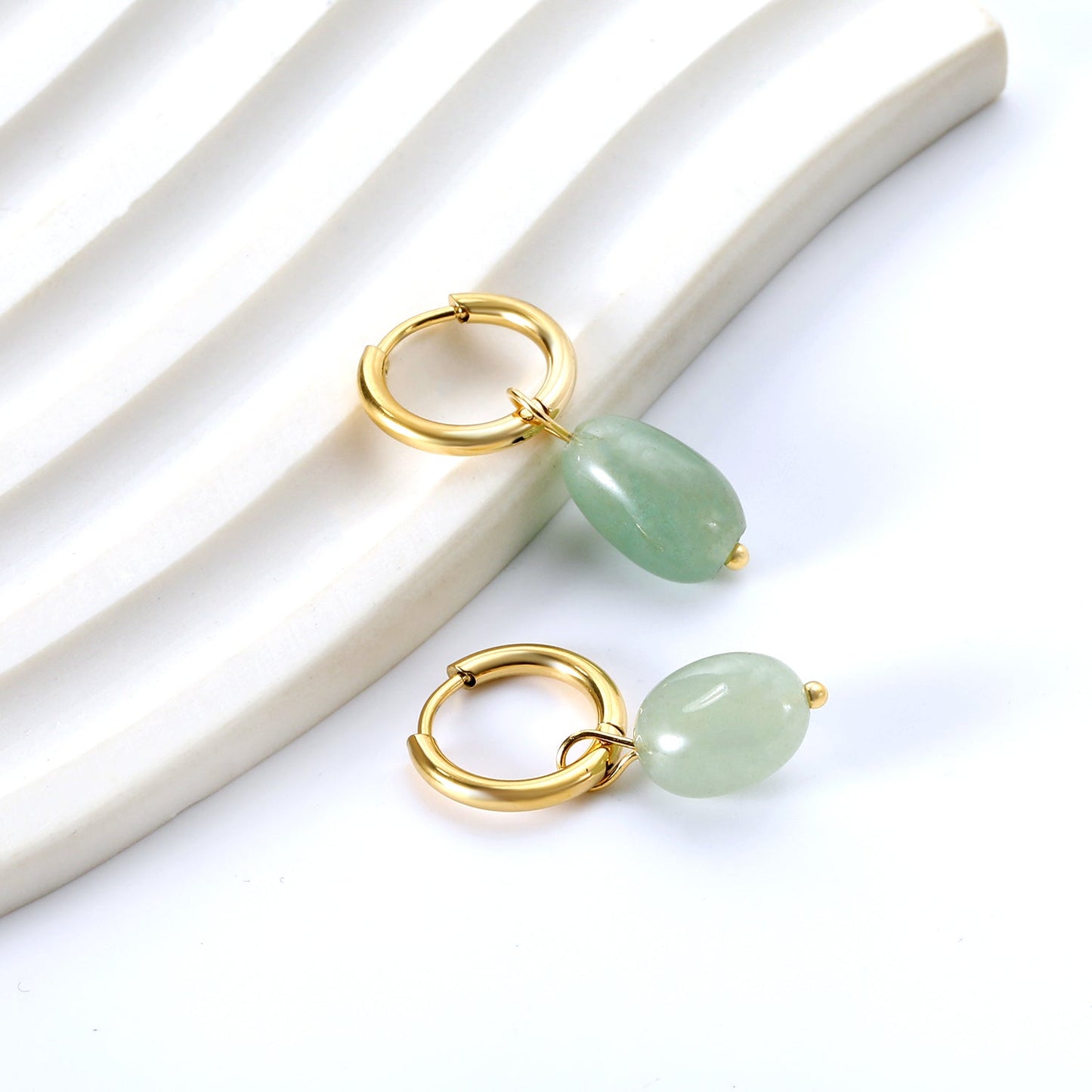 2024 New Year Fashion 3 Colors Natural Stone Stud Earrings