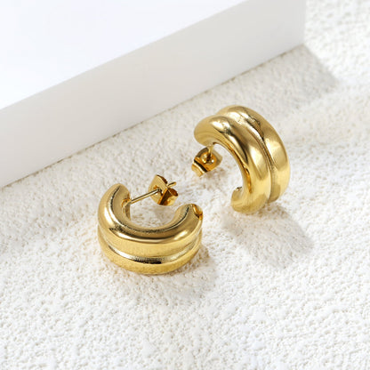 Double C-shaped Earrings 9*15.4mm