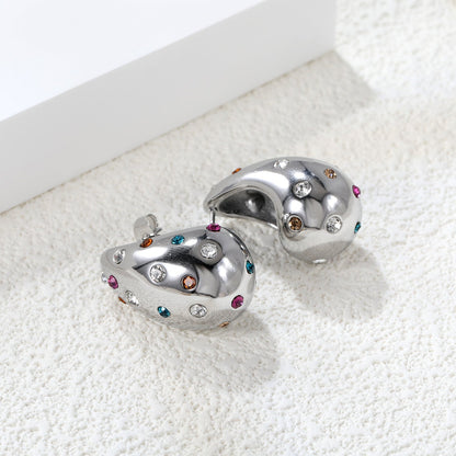 Teardrop Hollow with White Diamonds Earrings 16.2*26mm