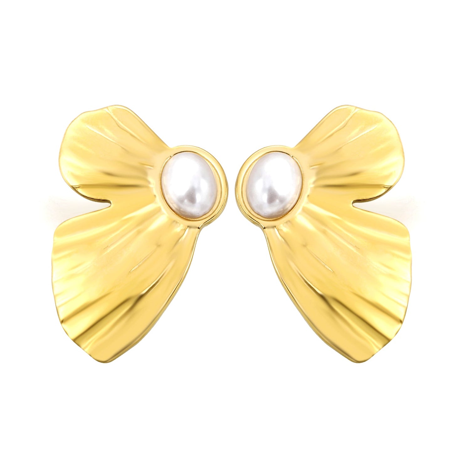 24*37mm Butterfly wings with half 7.6*9.8mm oval blue turquoise/white gum beads earrings gold color