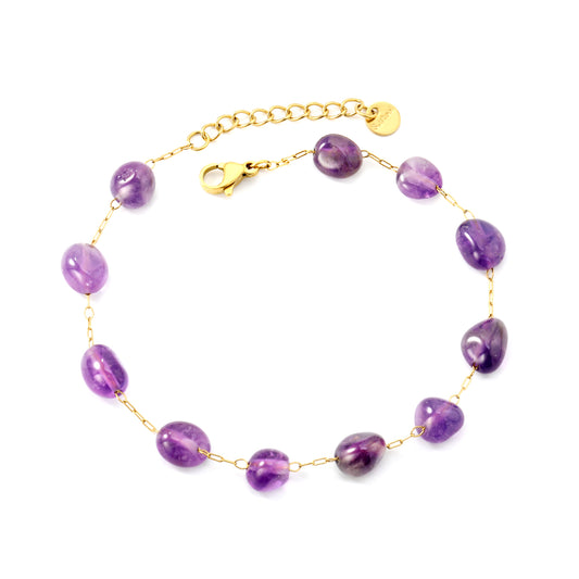 Purple Bead Stainless Steel Bracelet – Waterproof, Hypoallergenic & Stylish