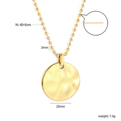 40+5cm Necklaces Blank Engrave 18K Gold Plated Stainless Steel Jewelry Circle Round Coin Pendant