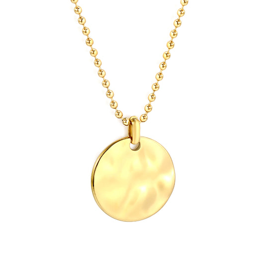 Textured Stainless Steel Pendant Necklace 18K gold plated waterproof