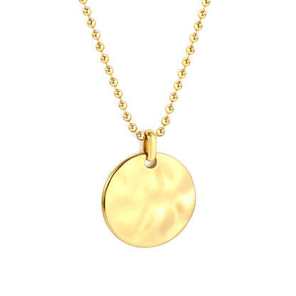40+5cm Necklaces Blank Engrave 18K Gold Plated Stainless Steel Jewelry Circle Round Coin Pendant