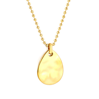 Gold-Plated Relief Pendant Necklace - Geometric Stainless Steel Jewelry
