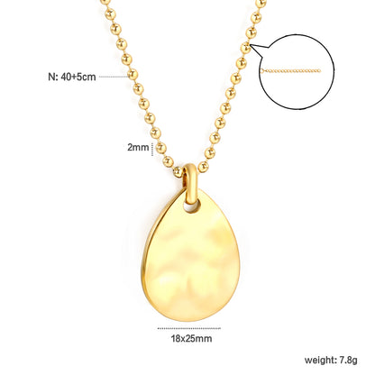 Gold-Plated Relief Pendant Necklace - Geometric Stainless Steel Jewelry