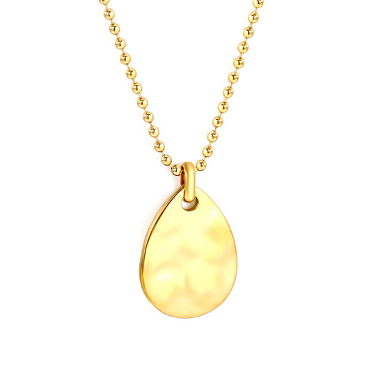 40+5cm 18K Gold Necklaces Blank Engrave Plated Stainless Steel Jewelry Circle Coin Pendant